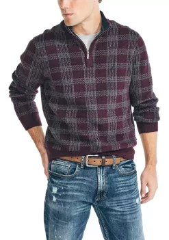 Top 10 💯 Nautica Sustainably Crafted Plaid 1/4 Zip Sweater 😉 -Cheap Nautica Store Belk 86